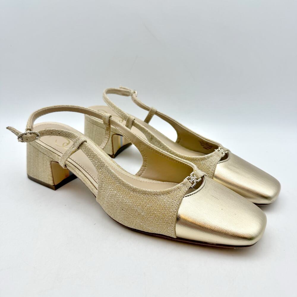 Sam Edelman Metallic Gold Slingback Block Heel - Picture 5 of 14